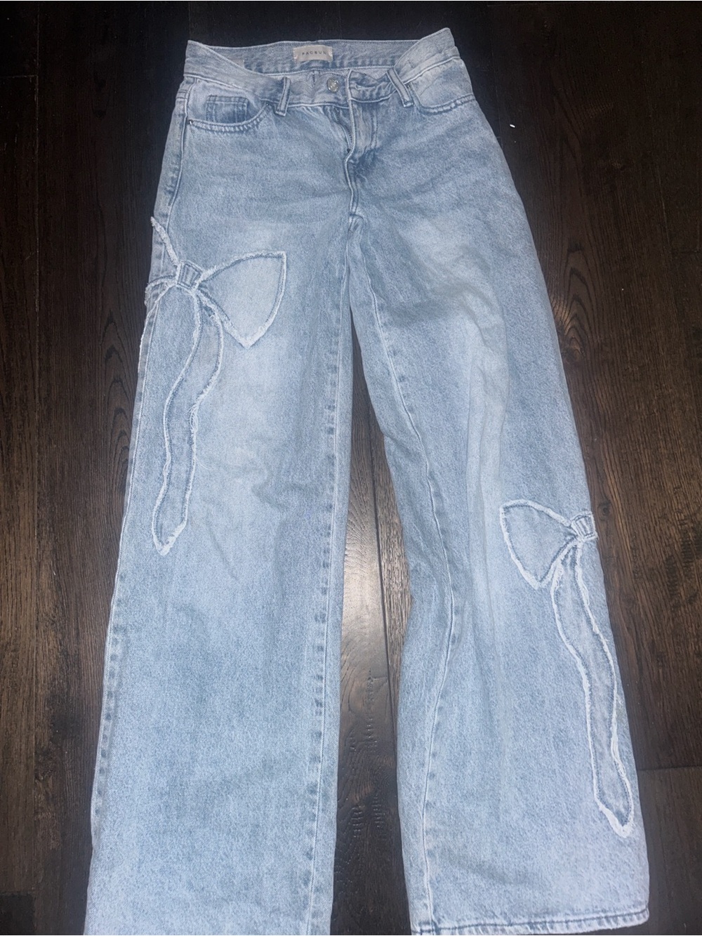 PacSun Light Blue Flare Jeans with Bow Appliqués